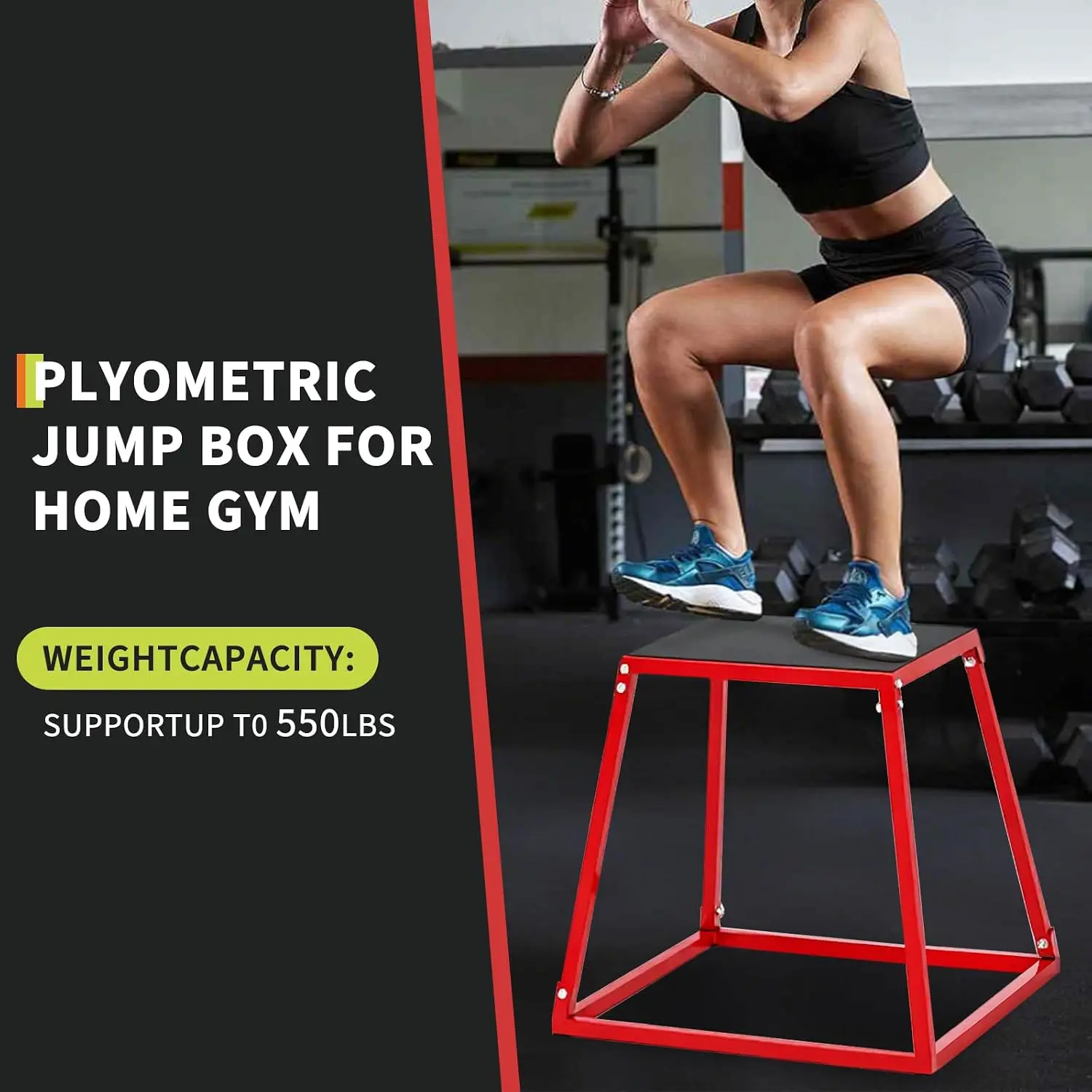 Garvee Heavy-Duty Steel Plyometric Jump Box Set for Home Gym – Anti-Slip Rubber Pad, High Stability, 550lbs Capacity – Strength & Conditioning Equipment – 12/18/24 inch Step Platforms