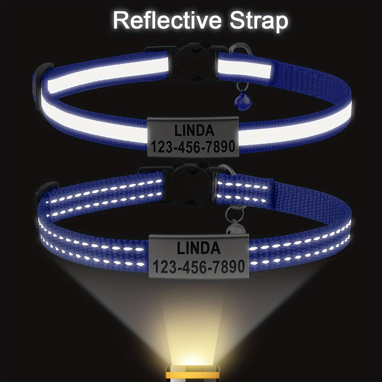 2 Packs Cat Collar With Name Tag, Personalized Reflective Cat Collar Breakaway With Bell For Boy & Girl Cats, Blue