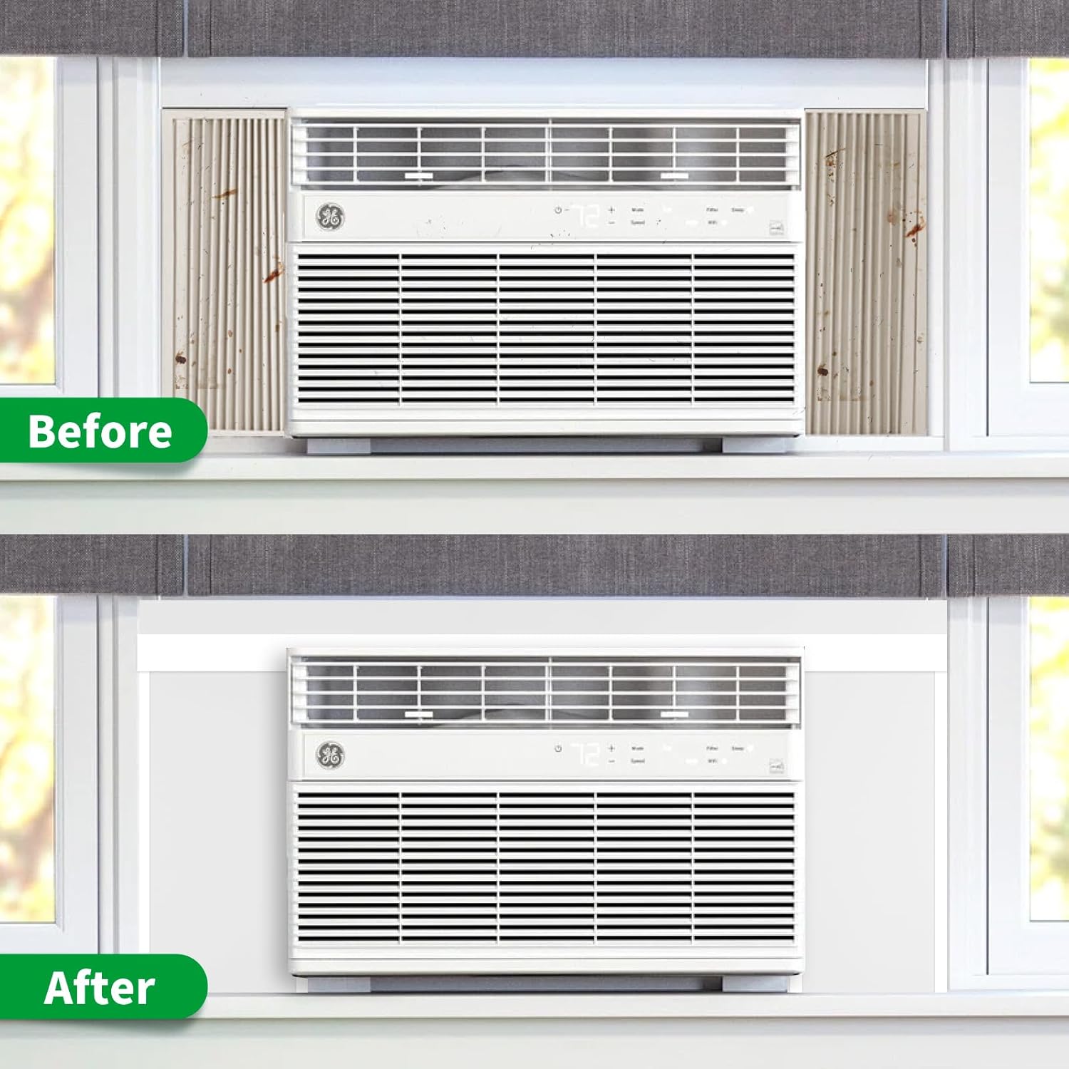 Window Air Conditioner Side Insulated Panel, WinterSummer Winter Heat and Draft Insulating,Insulation  Material,Equipped with 4 edge banding strips EVA2P (WHITE)