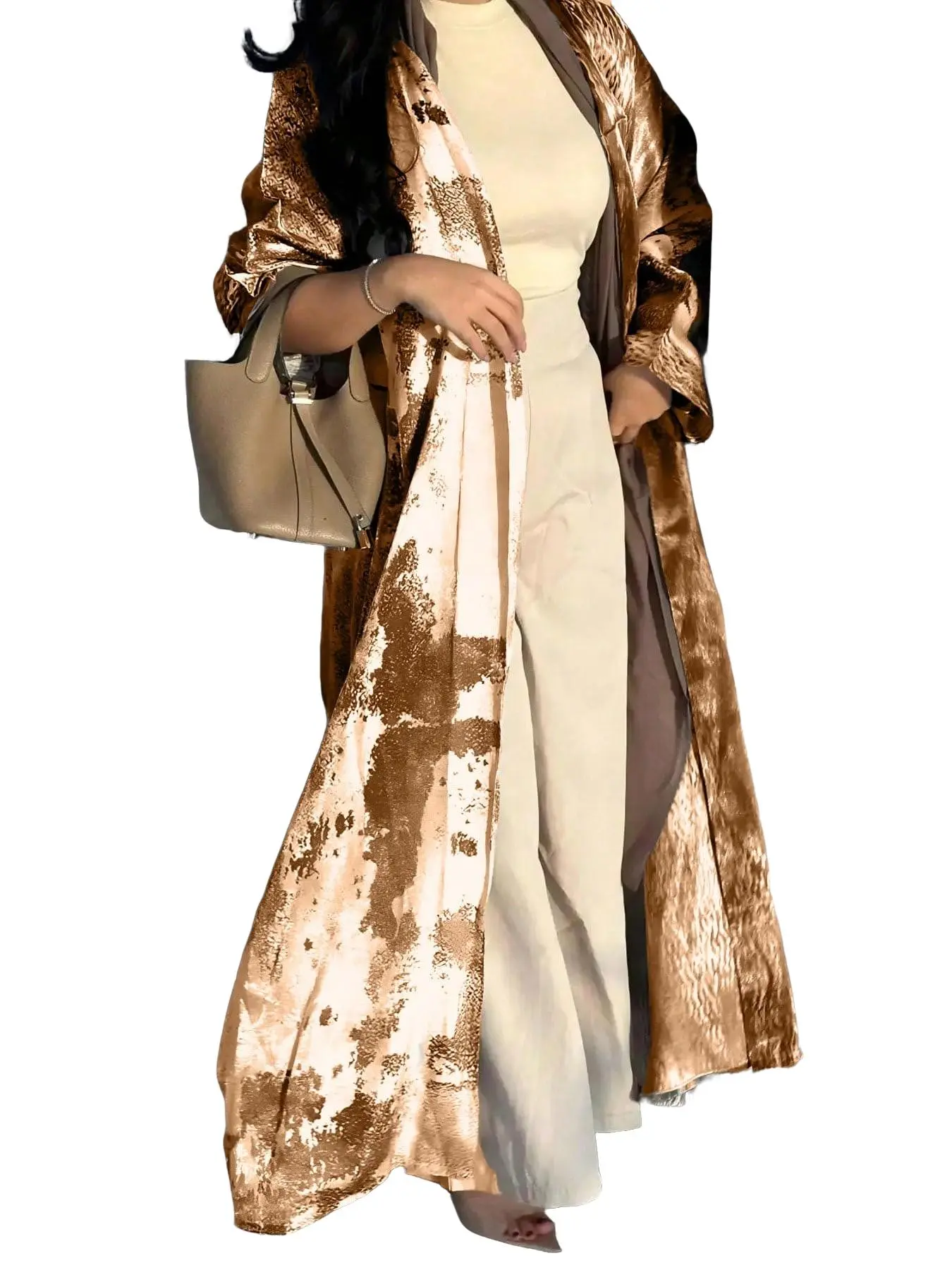 Elegant Women's Long Sleeve Abaya Cardigan, Lightweight Polyester Fabric, Suitable for Various Occasions, Stylish, Chic and Comfortable, Elegant Office Wear