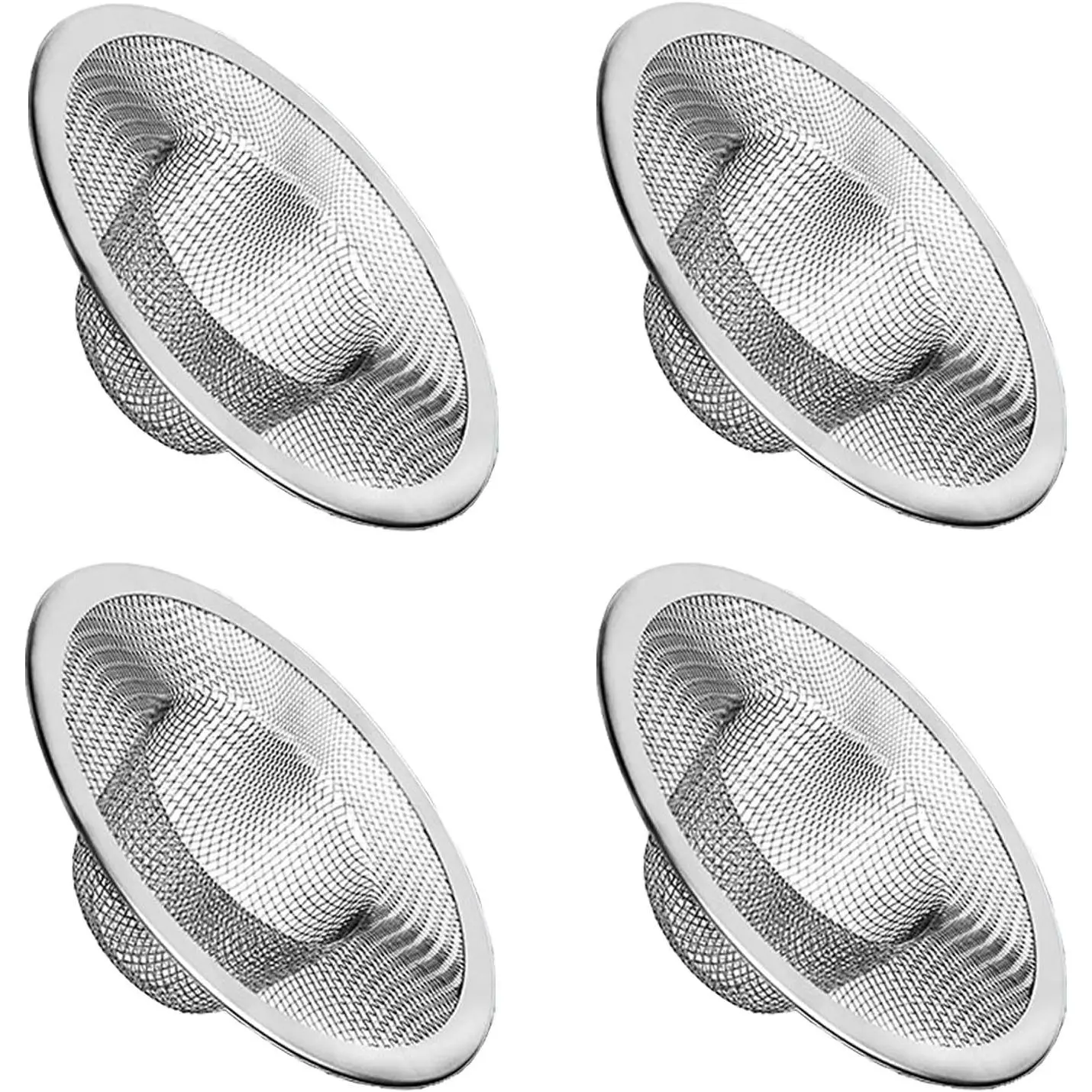 4 count Heavy Duty Stainless Steel Kitchen Sink Strainer, 2.75" Top / 1" Mesh Metal Sink Strainer, for Kitchen Sink/Bathroom Bathtub Wash basin Floor drain balcony Drain Hole, Utility