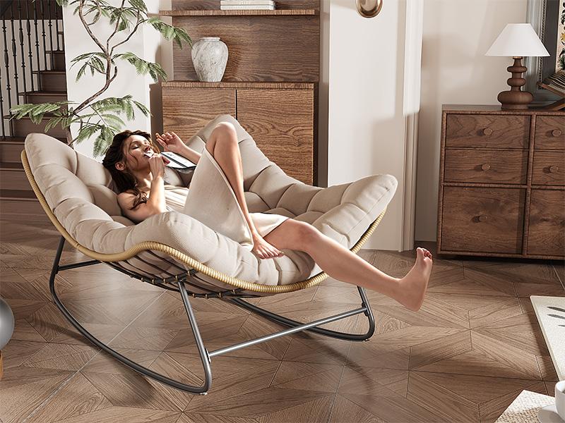 Amopatio Outdoor/Indoor Papasan Chair, Oversized Egg Rocking Chair with Thick Cushion for Bedroom/Livingroom,Folding Lounger for Patio/Garden/Backyard Amopatio Outdoor/Indoor Papasan Chair, Oversized Egg Rocking Chair with Thick Cushion for Bedroom/Livingroom,Folding Lounger for Patio/Garden/Backyard