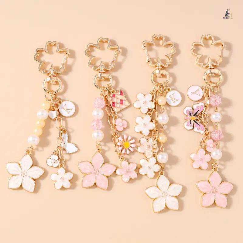 Floral Metal Alloy Keychain - Cute Look Butterfly Daisy Cherry Blossom Pendant, Fashion Bag Charm, Daily Handbag Decor Accessory, Party Gift, Party Gifts, Pendant Shape