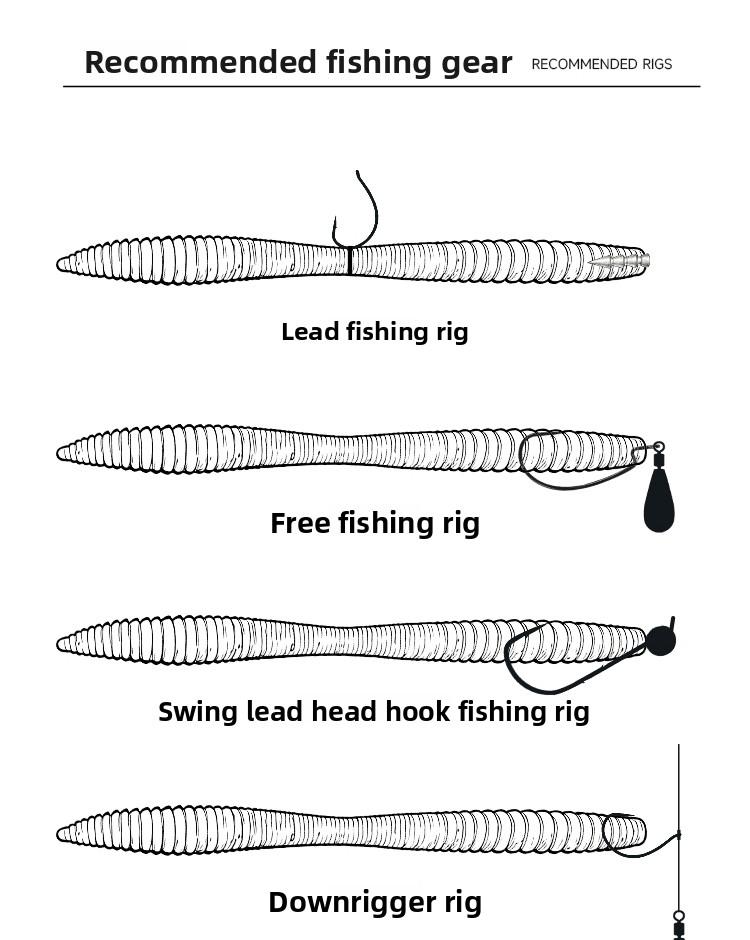 Rockin' Noodle Worm HighDensityLeadFreeSoftBait TexasRiggedLure For BassFishing RockWorm ArtificialBait With WeightedInsert Perfect For BassTrolling And TexasRig