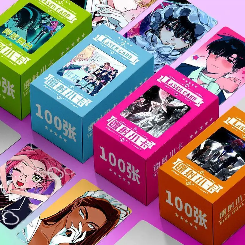 100PCS Anime ALIEN STAGE Ivan Till ALNST Ivti Mizi Sua Luka Laser Card Photo Collection Picture Fan Collectible Pieces Postcard