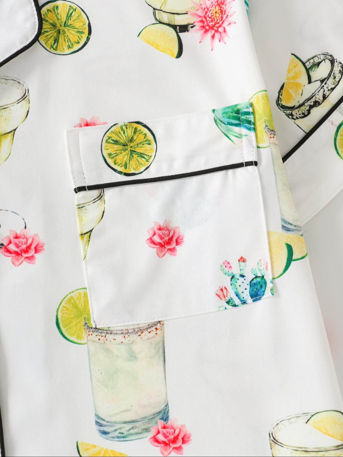 Women's Short Sleeve Pajama Set, Button Front Chest Pocket Design Lapel Neck Top & Elastic Waist Shorts Pj Set, Ladies Sleepwear, Breathable Stylish Pajama, Shortsleeve Womenswear, Loungewear, Homewear