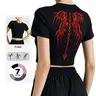 Women's Skull Wing Print Round Neck Crop Sports Tee, Sporty Quick Drying Breathable T-Shirt for Yoga Running Gym Training, Ladies Sportswear for Summer Gym Tees, Sportswear Top