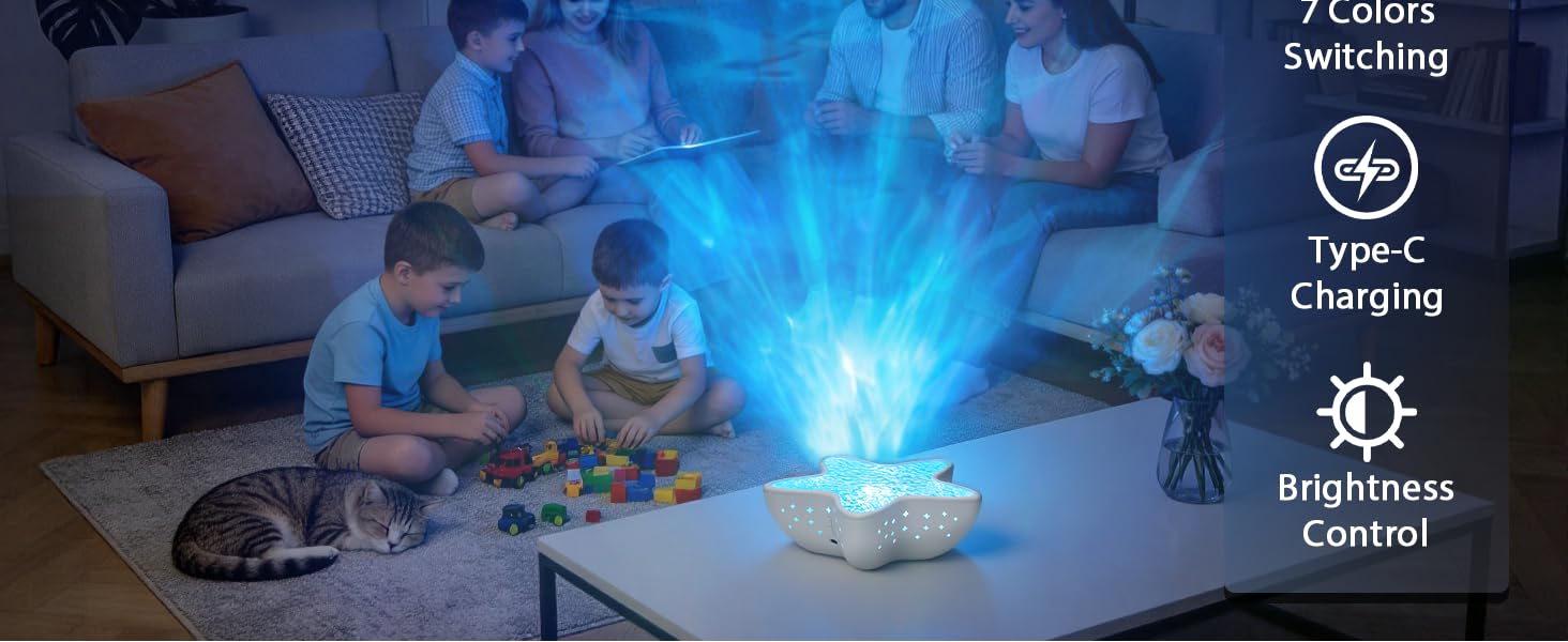 Viral Waterproof Northern Lights Projector - 8 Color Dynamic Ocean Wave Light, Star Shape Bath Spa Lamp, Submersible for Tub, Romantic Ambient Light for Bath Time Relaxation - Perfect Gift for Bath Lovers