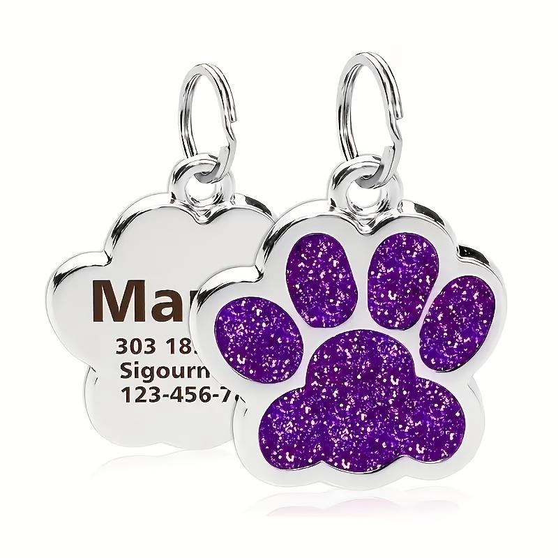 Custom Personalized Pet ID Tag, Engraved Dog Name Tag, Durable Fade-Resistant Paw Print Charm for Dogs & Cats, Collar Name Plate