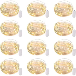 12 Pack LED Fairy Lights Battery Operated String Lights - 7ft 20LED Waterproof Silver Wire Firefly Starry Moon Lights for DIY Crafts Wedding Table Centerpieces Party Ramadan Decorations