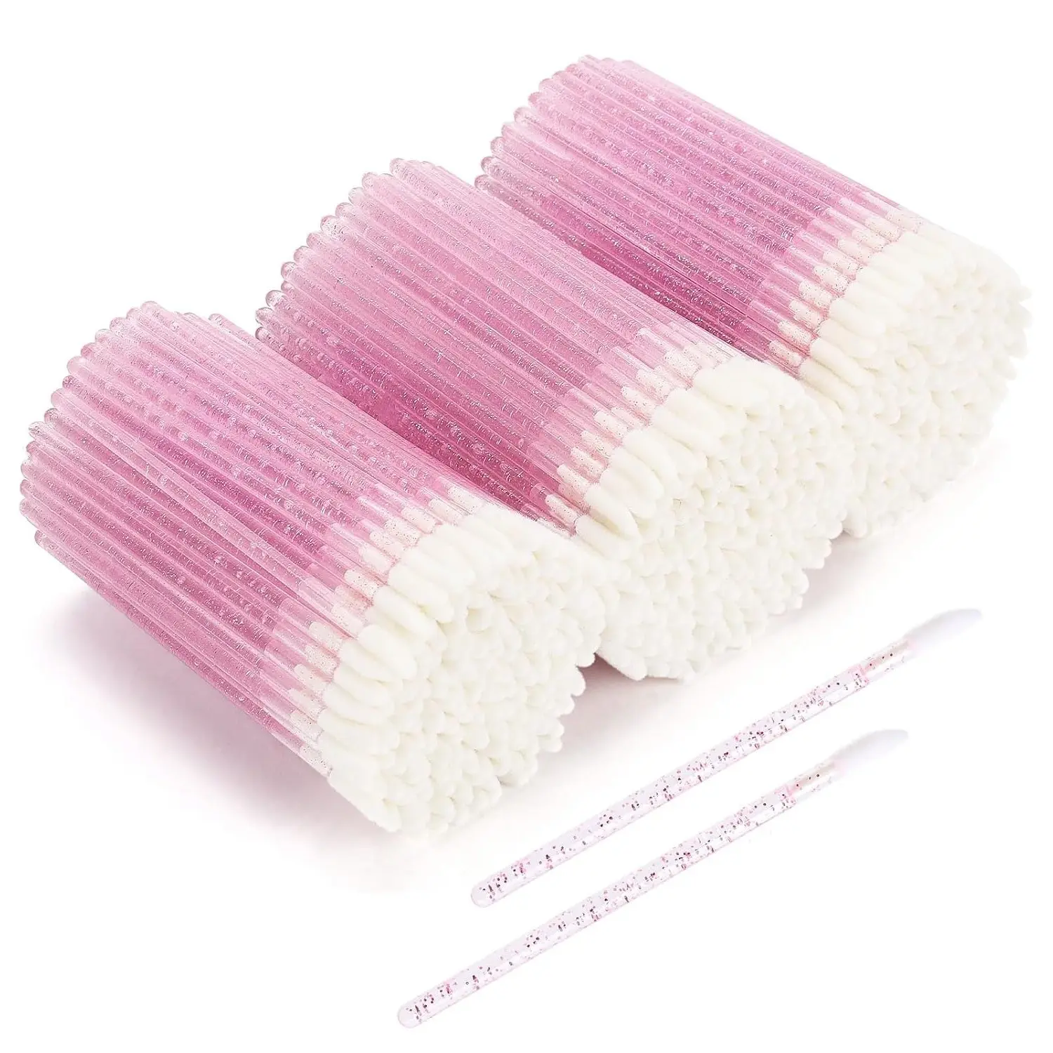 500-Pack Disposable Lip Applicators, Lip Brushes, Lip Gloss Wands - PinkGift