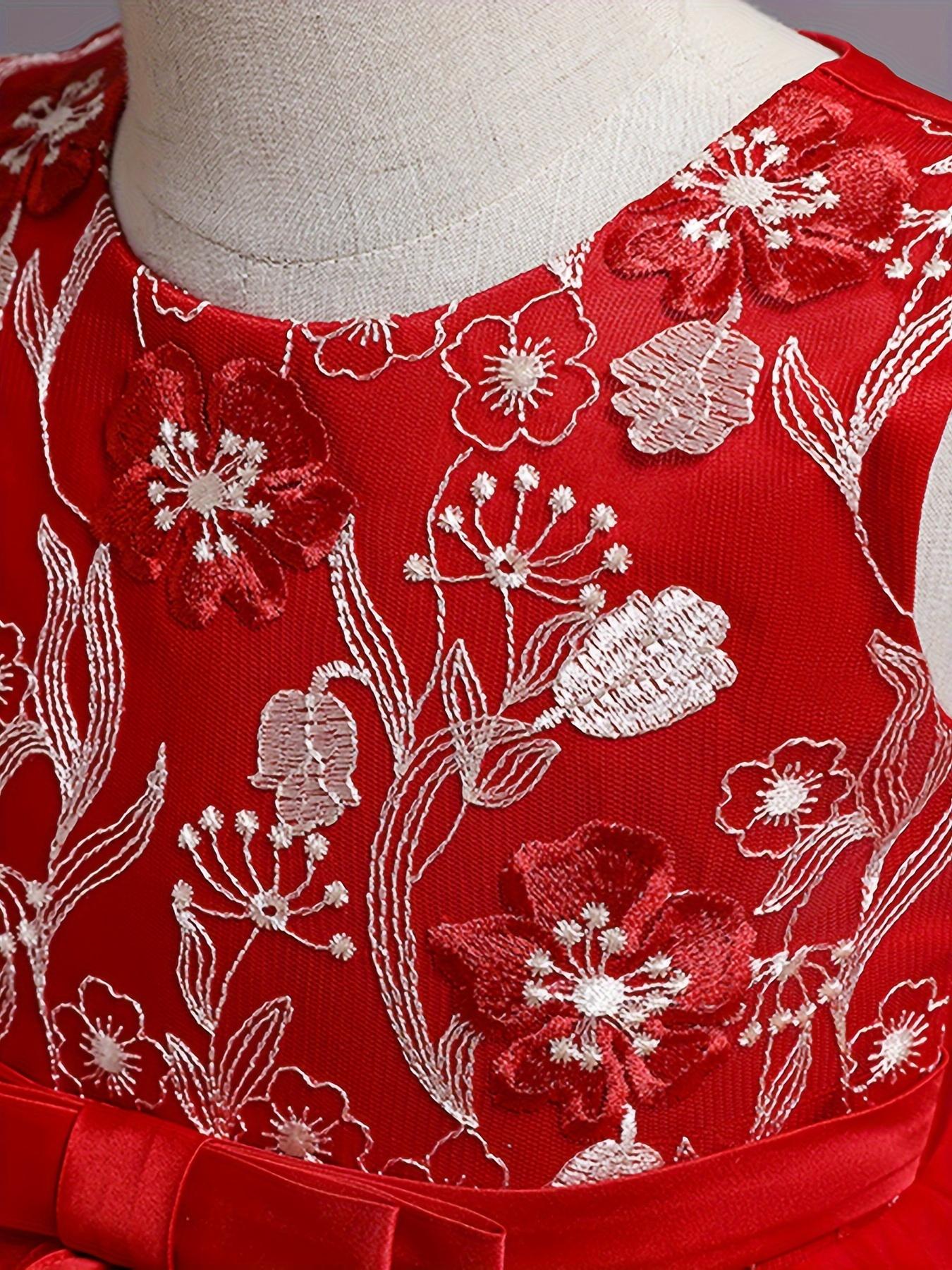 Formal Occasions Girls Mesh Embroidered Puffy A-line Princess Dress Birthday Evening Party Wedding Flower Girls Party Dress Gifts  Gifts