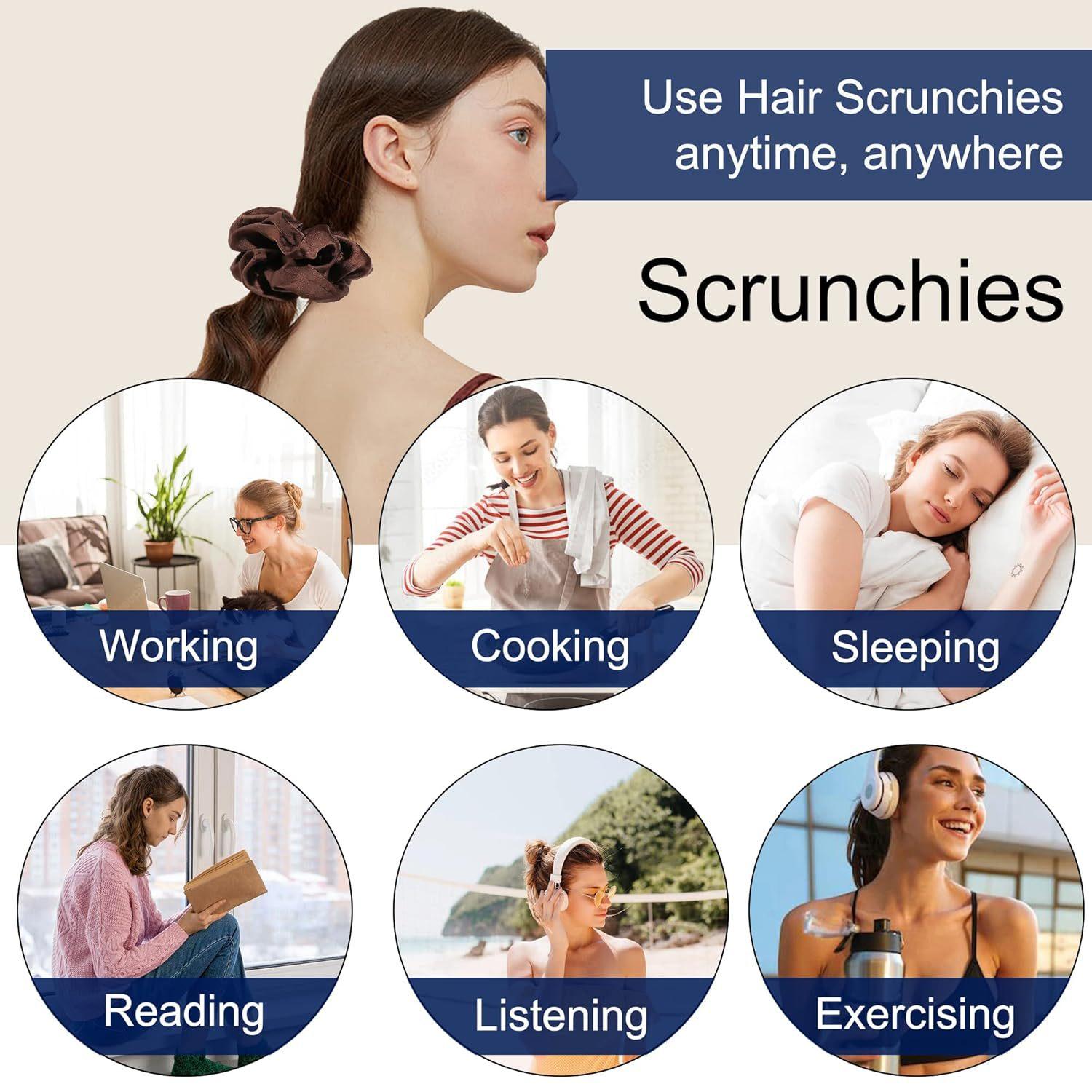 Hot Selling Solid Satin Scrunchies, French Style Hair Ties, Soft Silk Hair Accessories for Women Girls Ponytail Holder