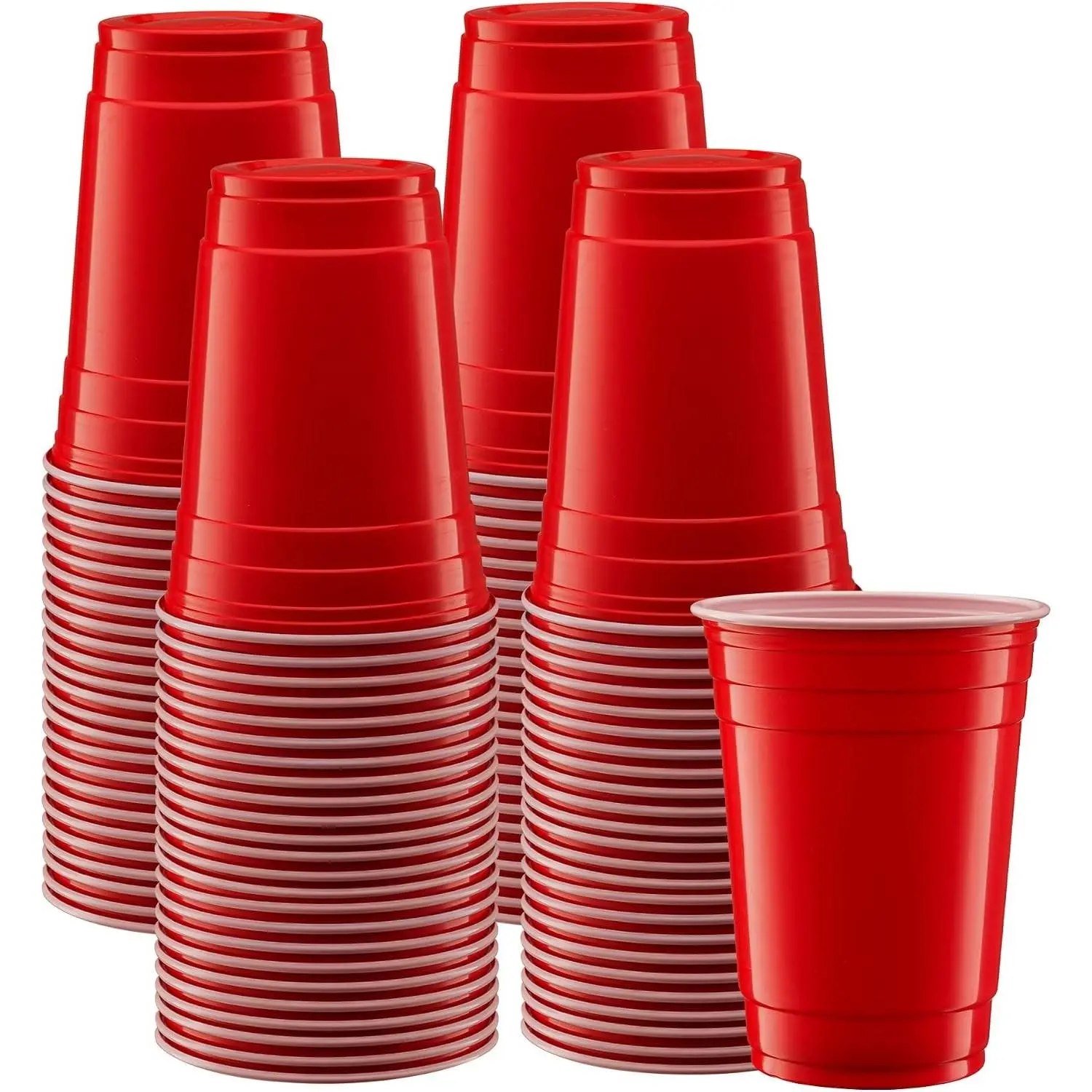 [18 oz. - 100 Count] Disposable Plastic Red Cups, Party Drinking Cups for Events and Everyday Use