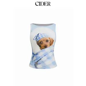 Cider Cotton-blend Dog Graphic Tank Top SummerWins SummerFinds