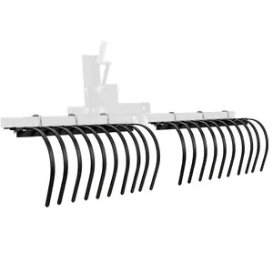 60" ATV/UTV Landscape Rake Implement for Removal of Rock, u-Bolt Mount, Heavy Duty Steel Sectional Rock Rake with 20 Removable Tines for Lawn Garden Yard Farm Ranch Field