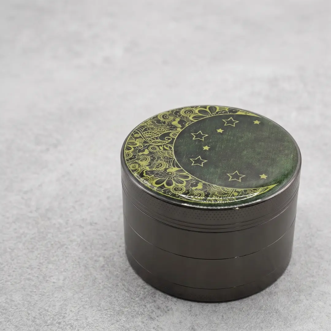 1.97 inch 50mm Grey Moon Pattern Metal Manual Spice Mill Four Layer Salt Pepper Grinder Zinc Alloy Kitchen Seasoning Tool Gift