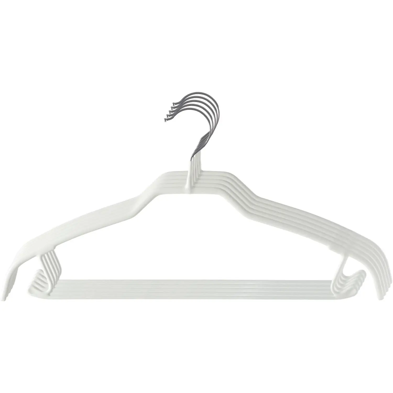 Slim Clothes Hangers, 5 Pack, High Manganese Steel Suit Hangers, Non Slip PVC Coating Sweater Hangers (White)