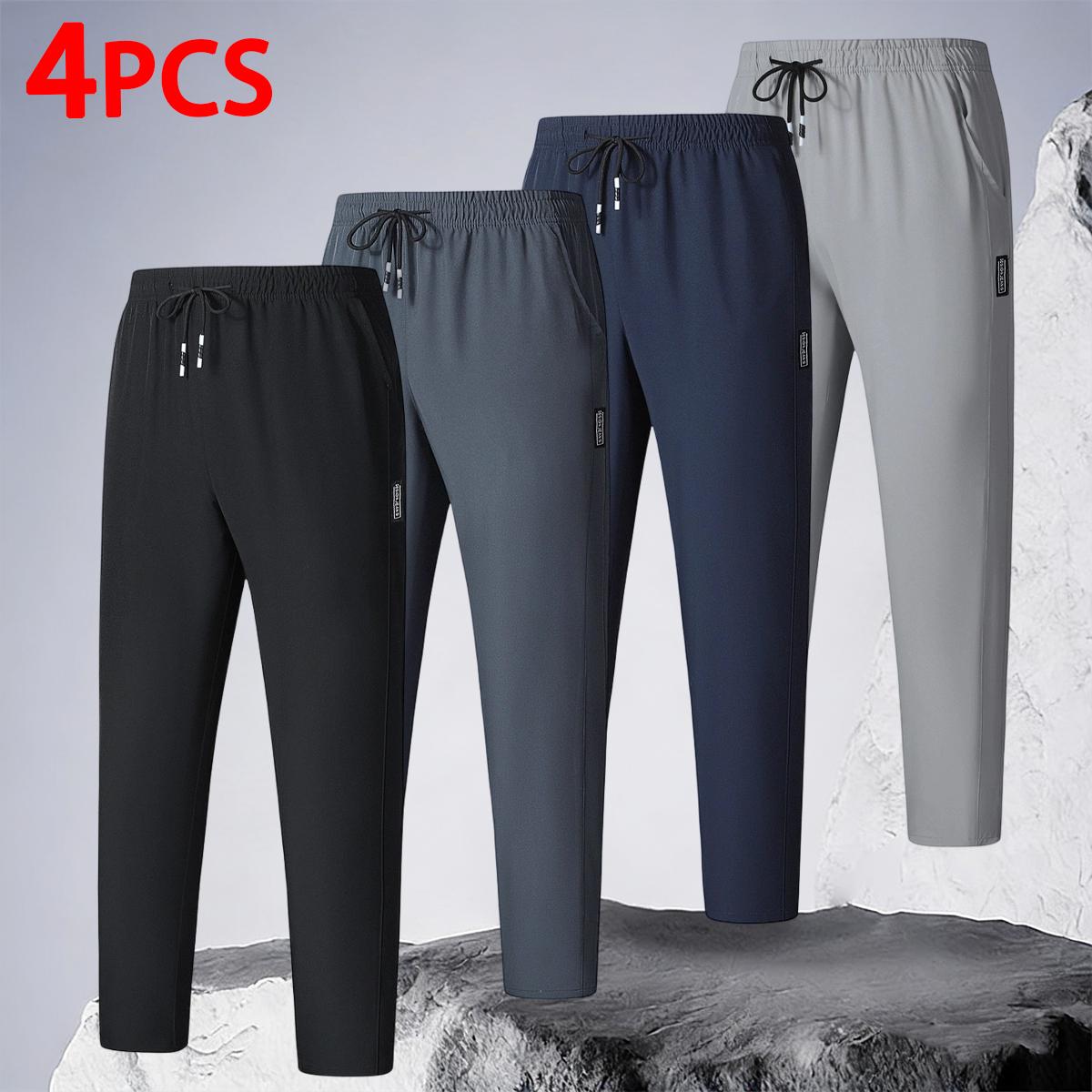 Ultra Stretch Mens Quick Dry Athletic Pants Casual Drawstring Tapered Track Pants for Gym Workouts and Running