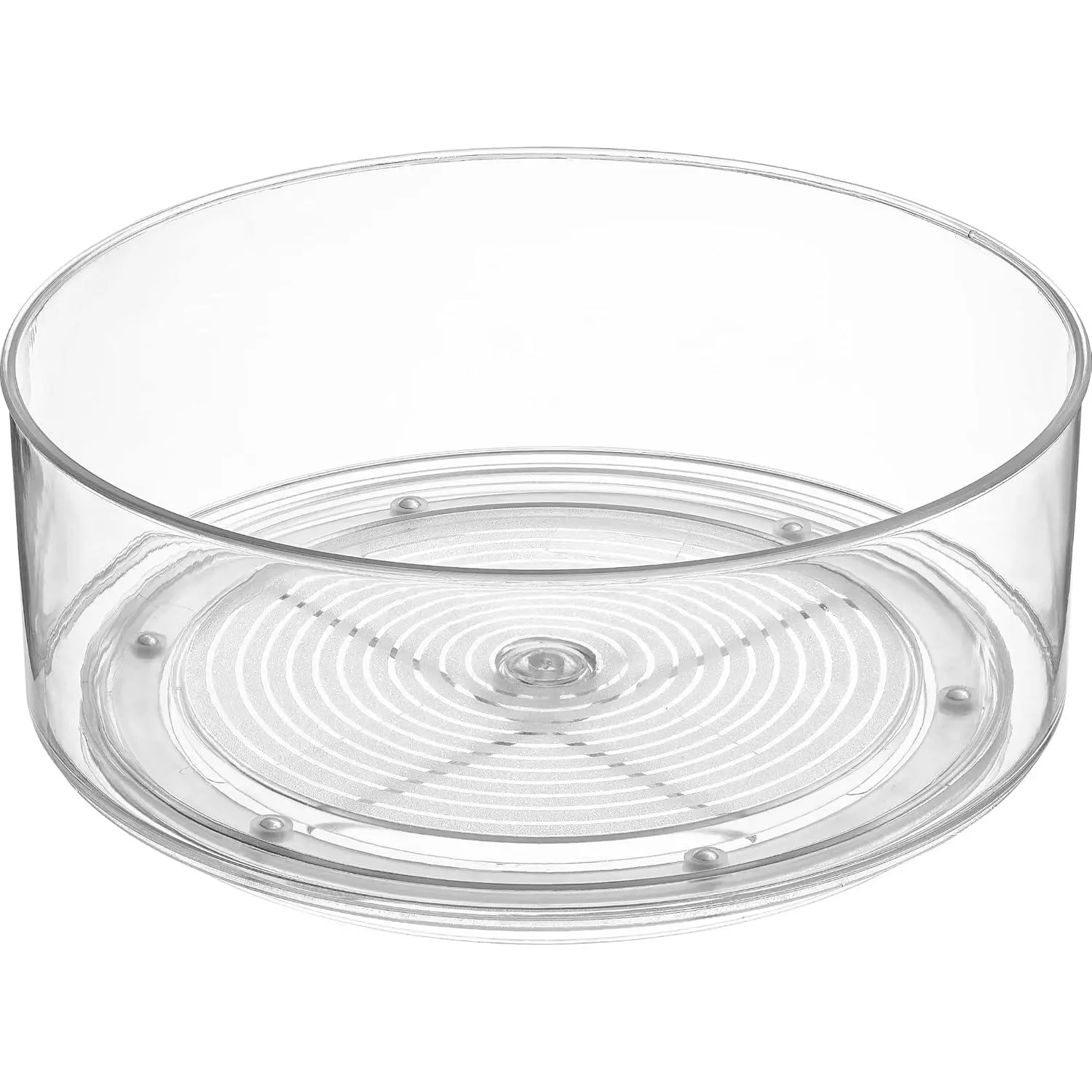Home Intuition 9" Round Clear Plastic Lazy Susan Turntable Organiser - Food Storage Container for Kitchen Sink, Rack (1 Pack)