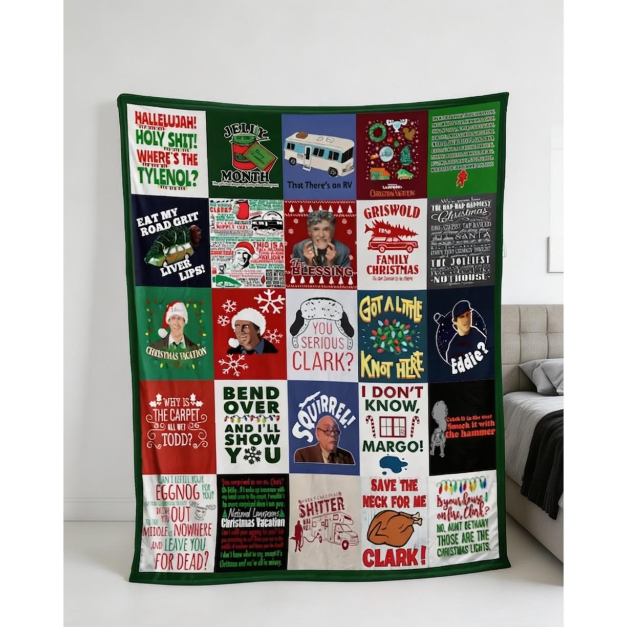 Christmas Vacation Flannel Blanket, Cozy Soft Warm Throw Blanket for Sofa Bed, Christmas Home Decor, Lightweight All Season Blanket, Perfect Holiday Gift Idea