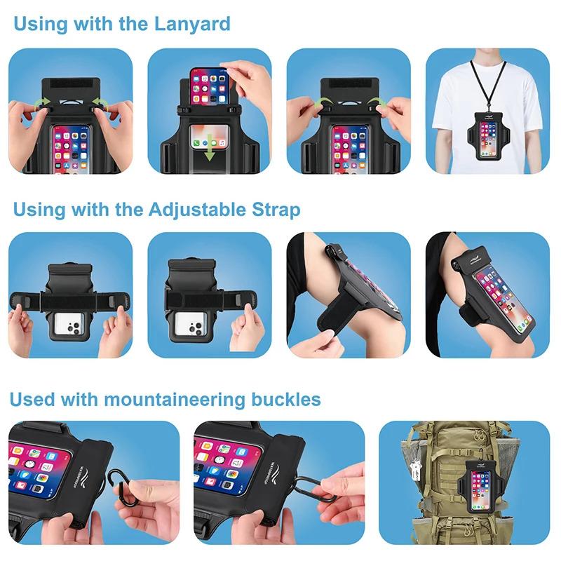 Armband Mobile Phone Waterproof Pouch For iPhone 17 16 15 14 13 12 Pro Max 15 Plus Swimming Surfing Diving Arm Phone Bag