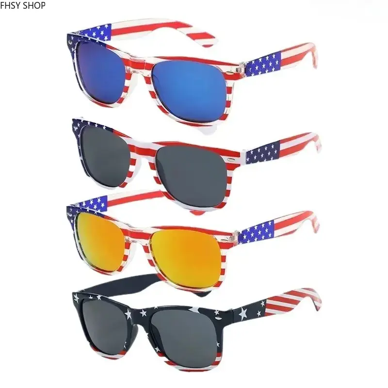 4-Pack Patriotic American Flag Sunglasses (4pcs Combination 1) - Female & Unisex, 1 Size, Stars Design, Lightweight UV Protection Eyewear, Comfortable All-Day for Holiday Gatherings & Backyard BBQs, One Size, Couples