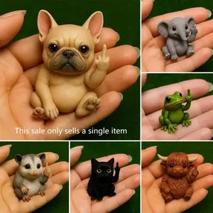 Funny Mini Middle Finger Animal Statue, Resin Material Decorative Figurine, Desk Office Car Ornament, Humorous Gift Idea