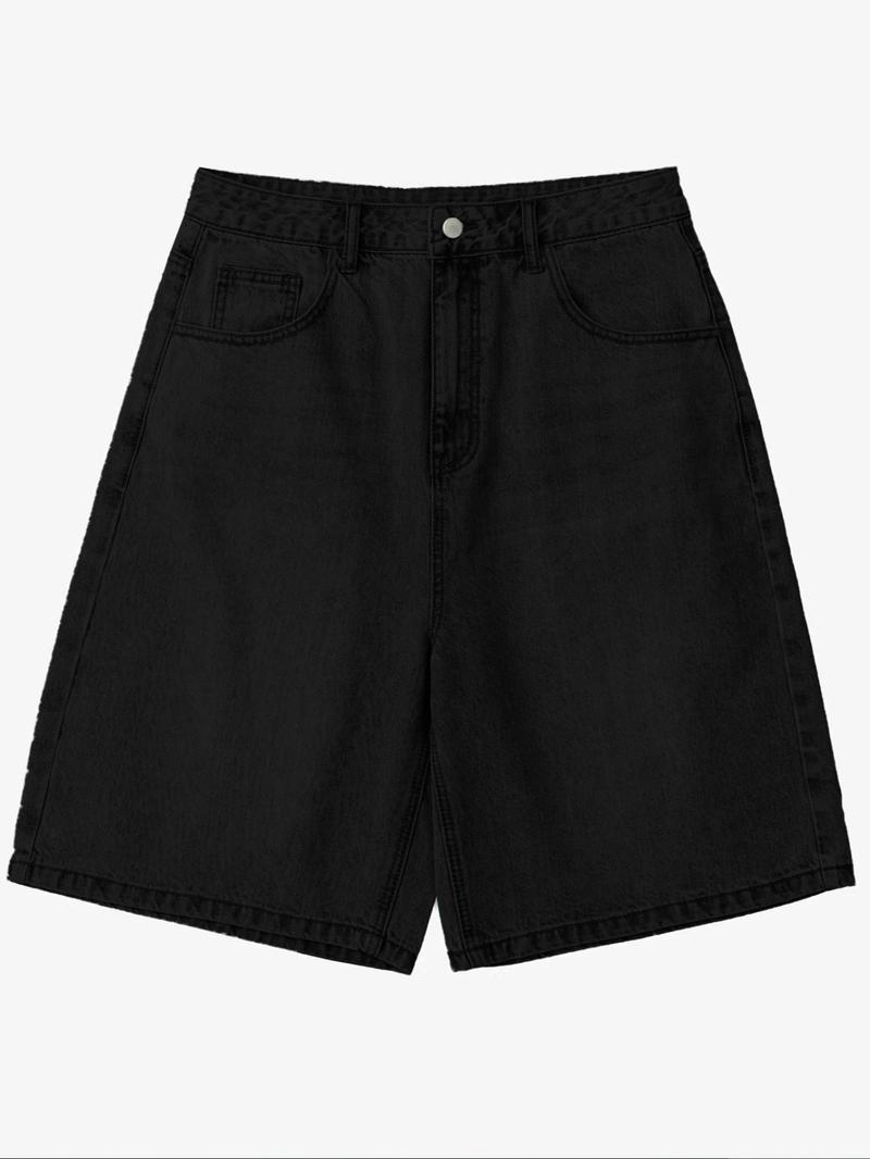 Men's Solid Color Denim Shorts, Loose Casual Comfy Short Jeans for Daily Wear, Men's Bottoms for Summer