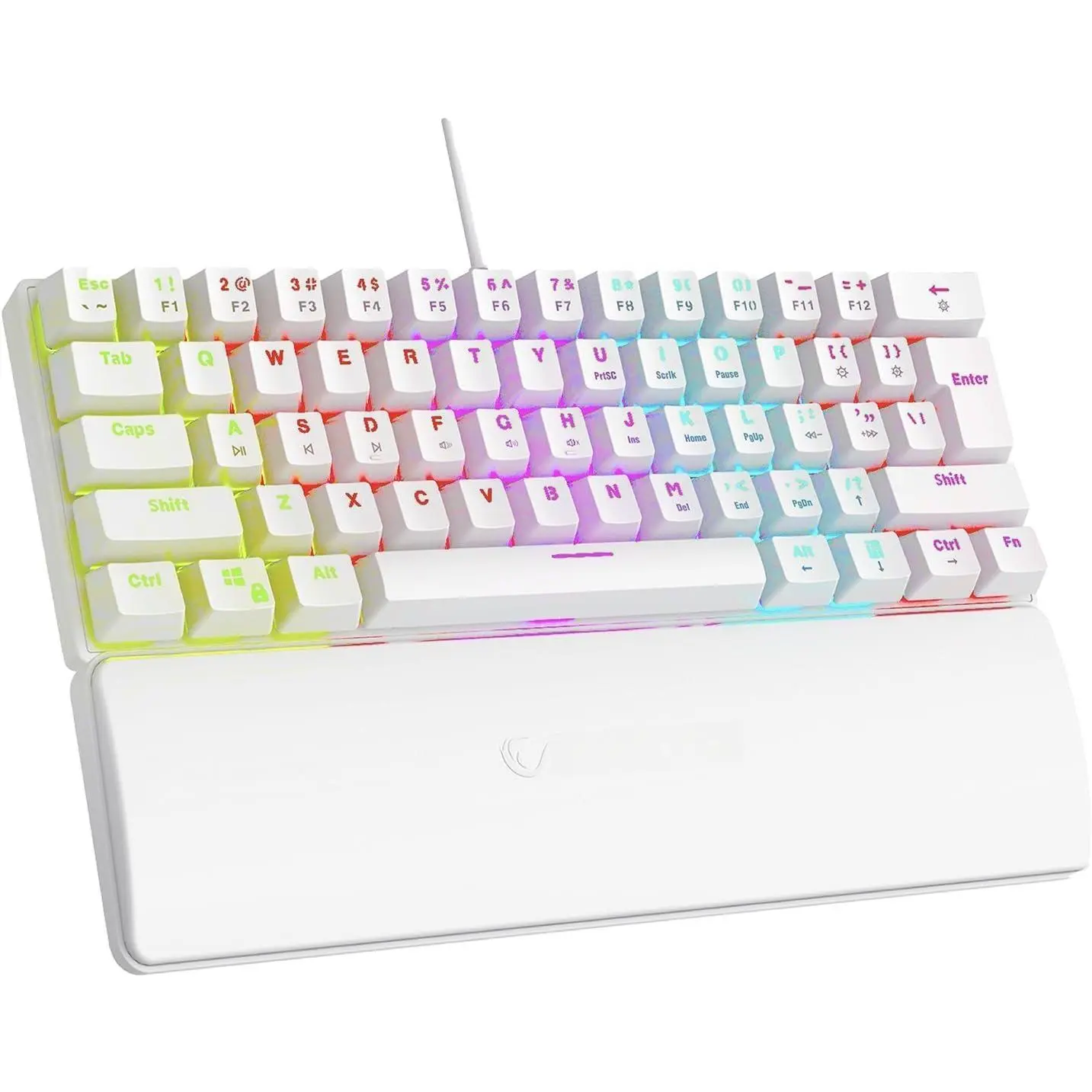 K60 Mechanical Gaming Keyboard – 62 , Compact 60% Layout, Blue Switches, LED Backlit, Anti-Ghosting, Wired (White, Windows/ Compatible)