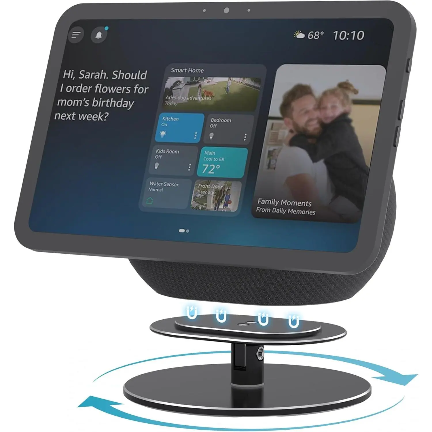 Adjustable Stand for Echo Show 8 2025 and Echo Show 11, 360? Swivel, Tiltable Aluminium Desk Holder,  Table Stand, No Need Installation, Easy to Use (Black)