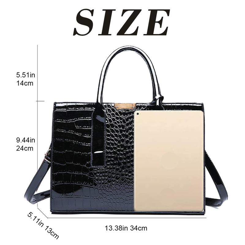 Women Crocodile Pattern Satchel Tote Pu Leather Shoulder Bag Top-handle Handbags Purple for Thanksgiving Gifts
