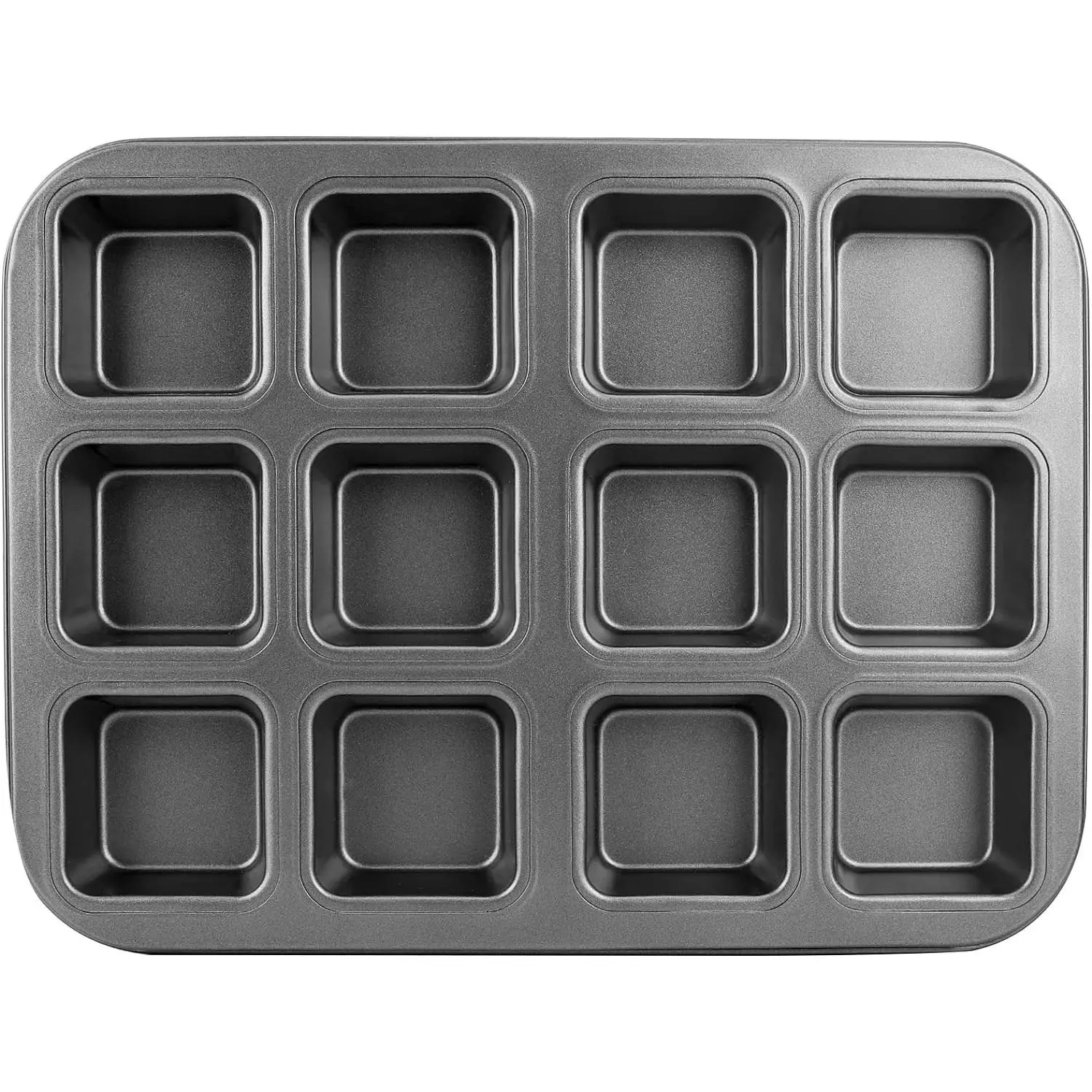 Nonstick Sturdy Baked Brownie Pan with Dividers - 1 Set 12-Cavity Square Edge Carbon Steel Kitchen Mold, 3x4 Individual Cutter Sheet Tray for Mini Cakes, Cupcakes, Cookies