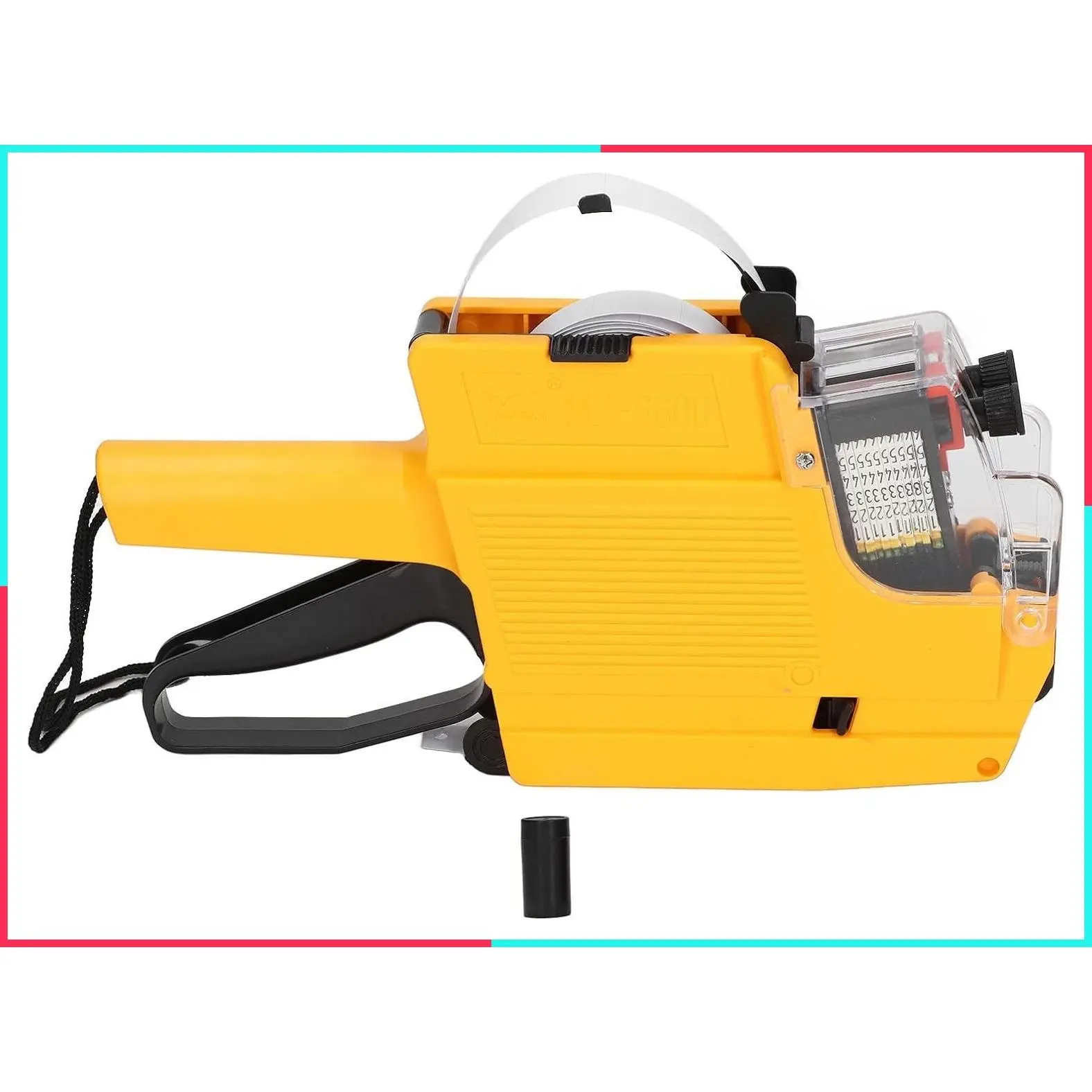 2 Line 10 Digit Price Tag Labeling Machine with Replaceable Ink Roller Easy Load Price Marker for Retail Grocery Store ABS Yellow 16 x 23mm