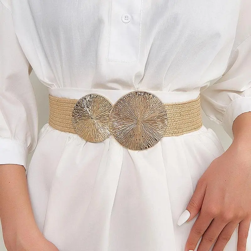 Women's 2026 Spring-Summer Woven Fabric Corset Belt, Adjustable Band Multi-Fit Woven Body Belt with Wide Elastic Waist Seal for Ladies' Fashion Dresses, Adjustable Band Women's Belts