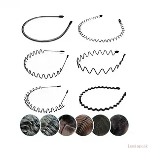 6 Pcs Solid Zig Zag Headbands for Men, Thin Elastic Non-Slip Straps, Minimalist Lightweight Design, Practical Sports Accessories for Workouts and Outdoor Activities