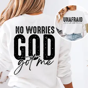 Women's 100% Cotton Casual Round Neck Double-Sided Christian Print T-Shirt - Unafraid I Know Who Holds Tomorrow, God Got Me Distressed Graphic, Oversized Short-Sleeve Faith Inspirational Women's Clothes Top