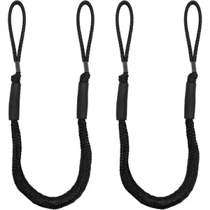 2 Pack Bungee Dock Lines Mooring Rope 2200LBS Boat Dock Anchor Line with Side Foam Floats for Sailboat, PWC, Kayak, Wooden Boat,Surfboard, Watercraft Accessories(4FT,Black)