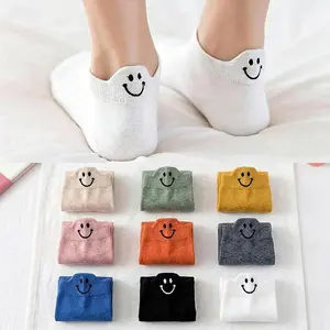 10/20-Pair Women’s Smiley Face Ankle Socks – Comfort Stretch Cotton, Low-Cut, Non-Slip, All-Season