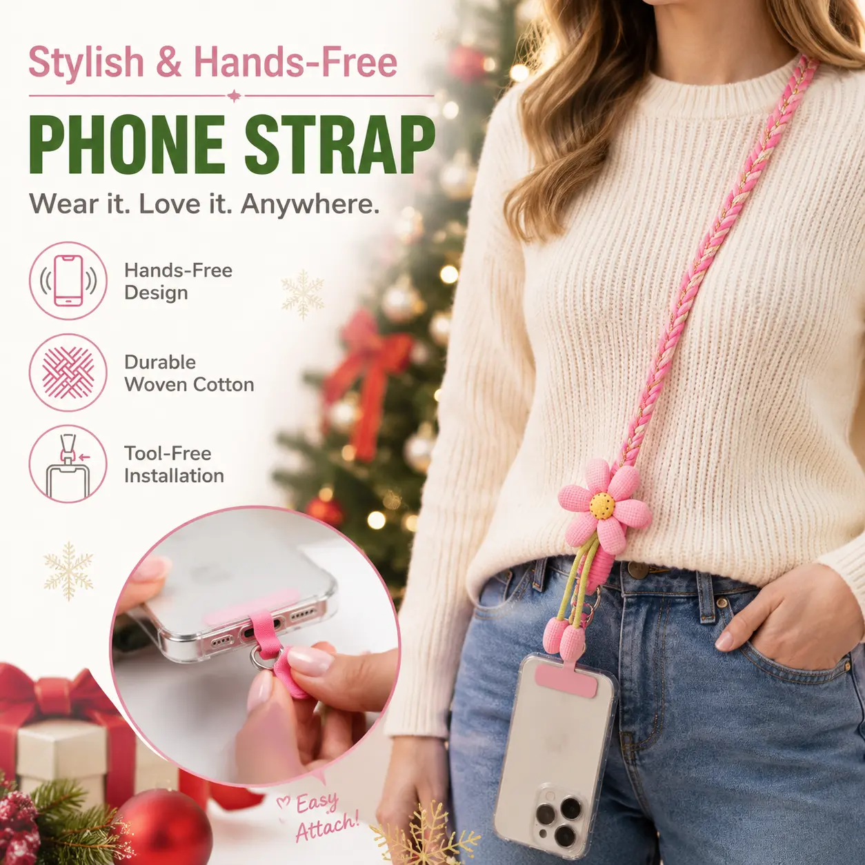 Cute Phone Lanyard Crossbody Strap, Flower Phone Lanyard for iPhone 17, Teacher Must Have Lanyard, Universal Phone Crossbody Strap, Perfect for Travel, Running, Shopping-YY2