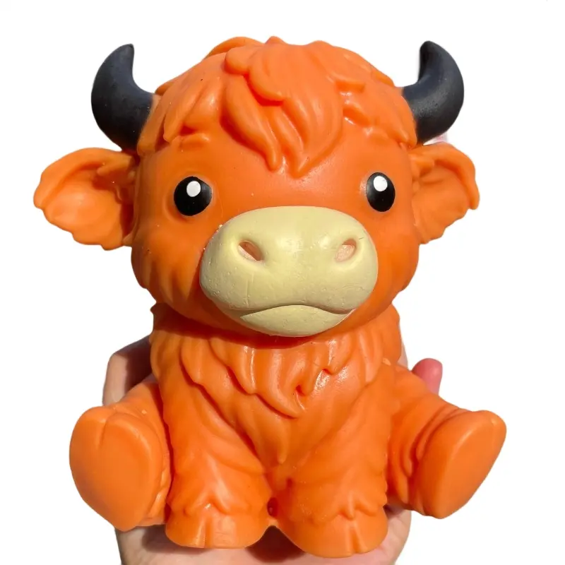 Cute Highland Cow Squishy Squeeze Toy Soft Kawaii Highland Cow Stress Relief Fidget Toy Kawaii Highland Cattle Decompression Pinch Toy Gift for Adults