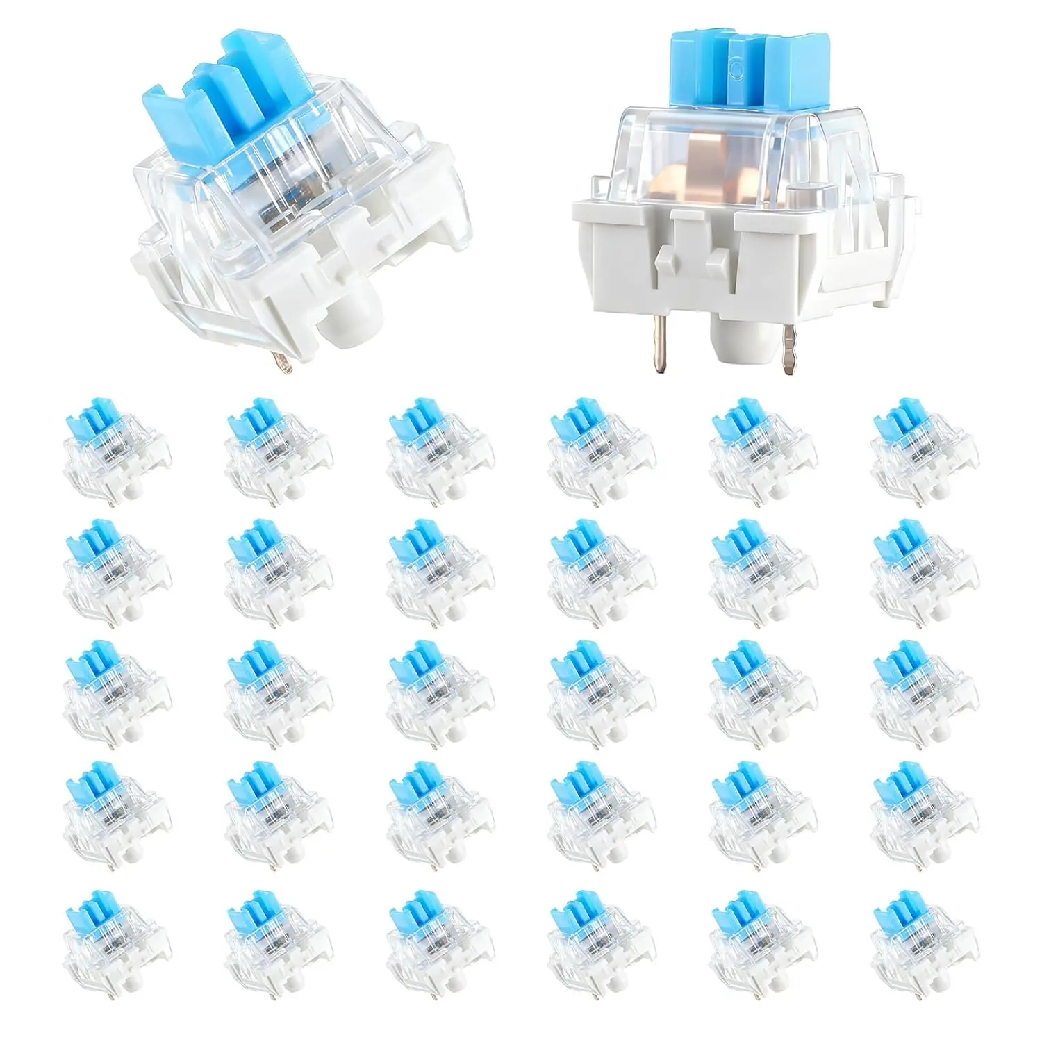Keyboard Clickers for  Prints, 30 count 3 Pin Blue Mechanical Keyboard Switches  Pre-Lubricated Clicky Switches for  Gaming Keyboards