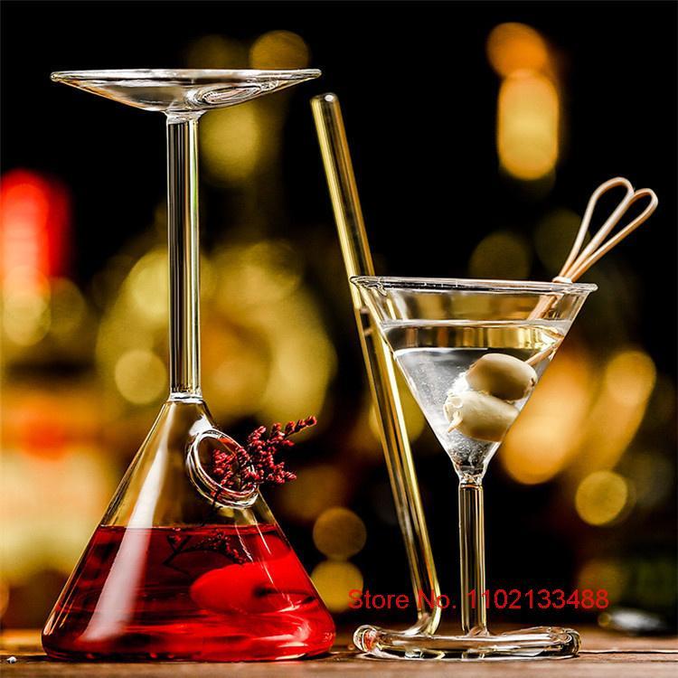 Creative Glass Cup Upside Down Martini Cocktail Glasses Restaurant Cuisine Sashimi Dry Ice Container Leisure Bar Cold Drink Cup