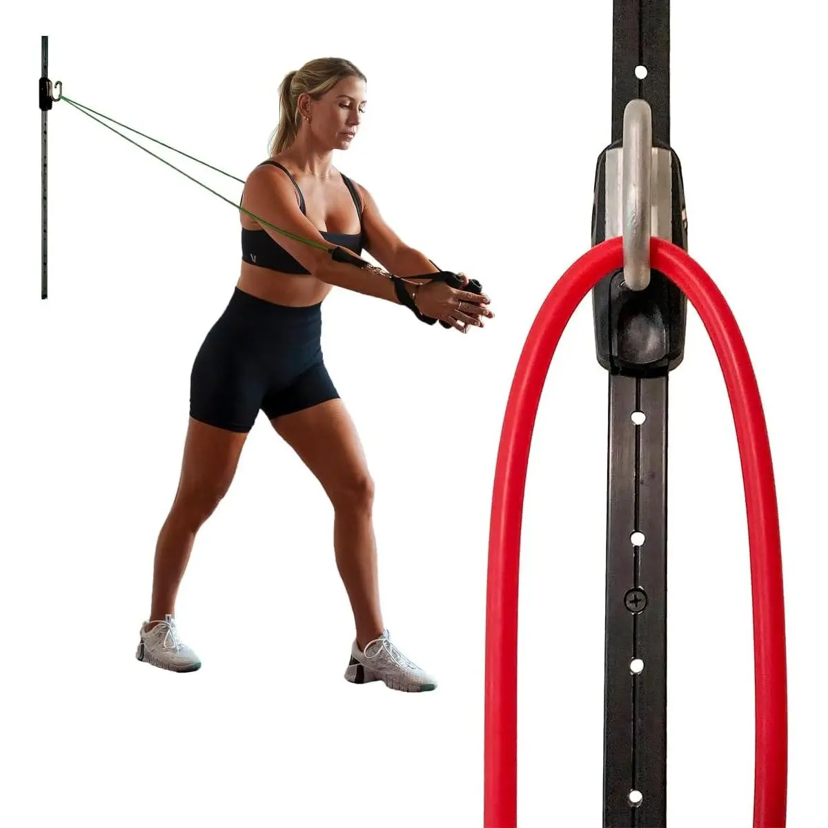 Space Saver Gym Resistance  Wall Anchor for At  Fitness Workouts with 1 Rail and 1 Rail