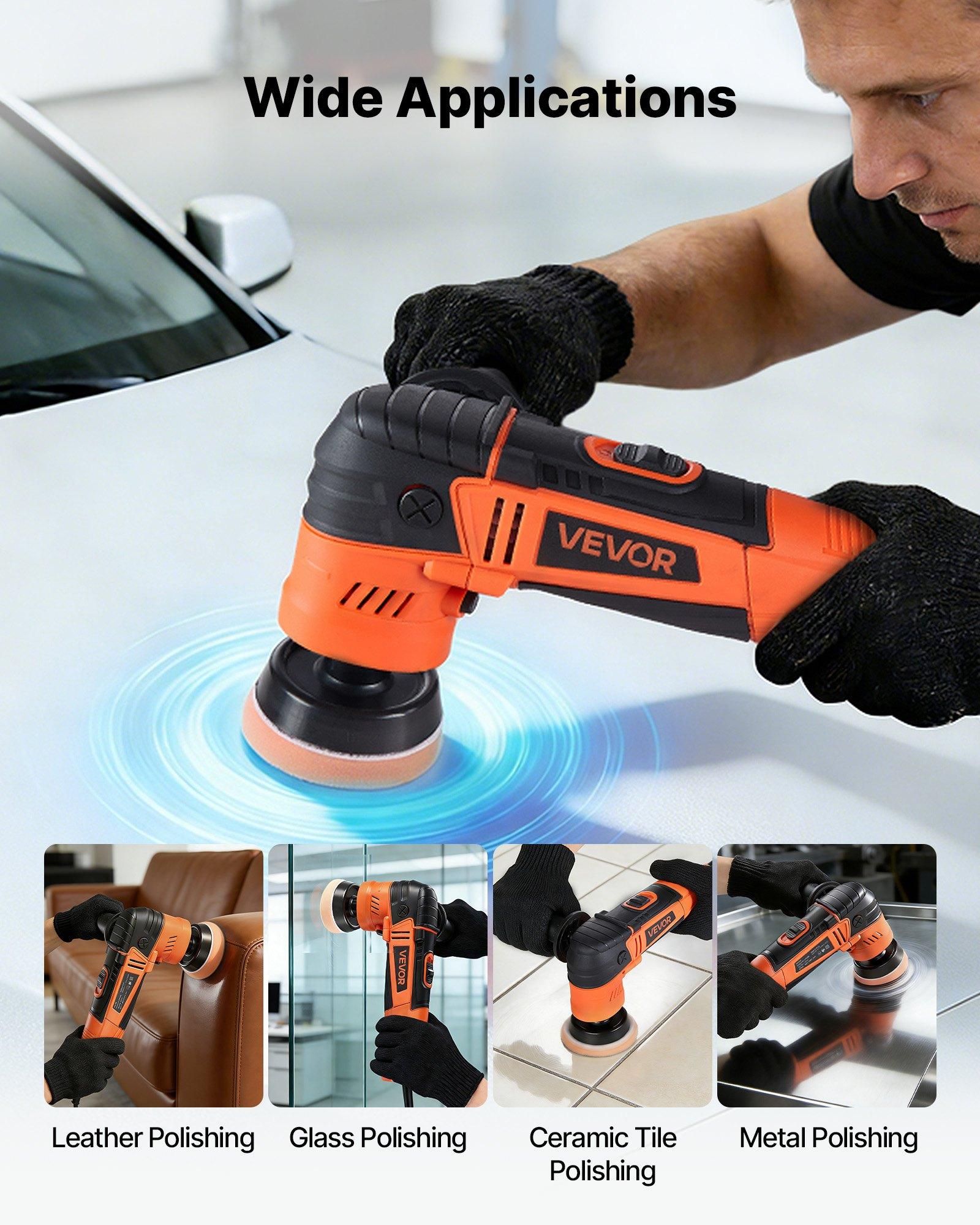 VEVOR Car Buffer Polisher, 1.2"/2"/3" Rotary Polisher Buffer, 600W 6 Variable Speeds 1000-4500RPM Car Polisher Waxer Kit for Cars Detailing, Waxing, Polishing, Scratch Removal