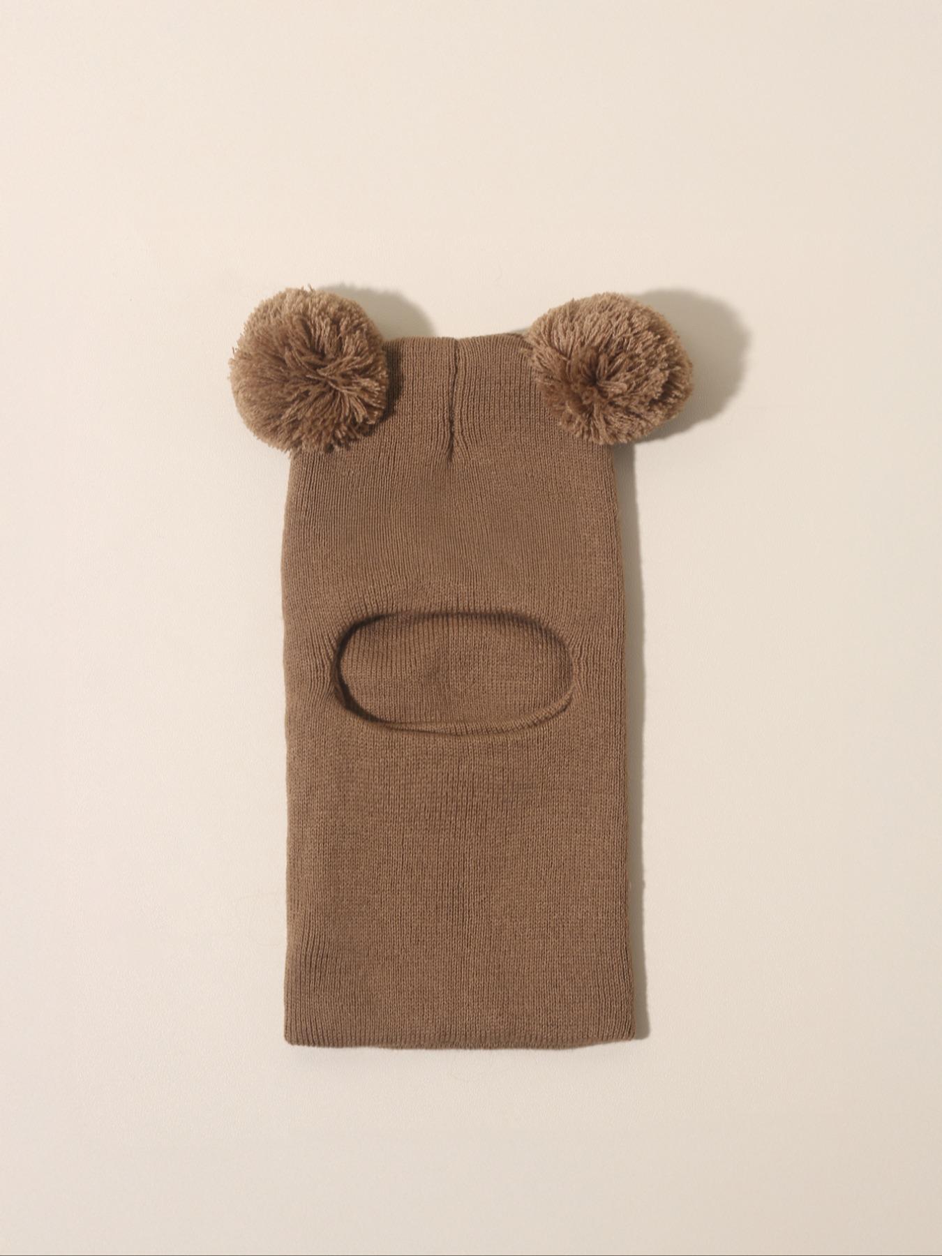 Pom Pom Knit Hat for Babies 1-3 Years Old, Warm Winter Beanie for Outdoor Use, Casual Style Daily Cap, Moderate Fabric Thickness, Winter Skull Cap