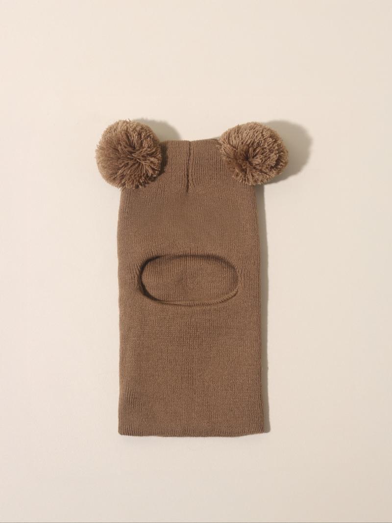 Pom Pom Knit Hat for Babies 1-3 Years Old, Warm Winter Beanie for Outdoor Use, Casual Style Daily Cap, Moderate Fabric Thickness, Winter Skull Cap