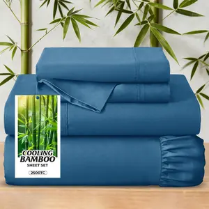 Extra Deep King Cooling Bamboo Bedding, Cooling Sheets Ideal For Warm Sleepers, Hotel Luxury Fitted Sheet Set, Breathable, Soft Wrinkle-Free, 14 Inches Extra Deep Mattresses, Machine Washable, Room Decor, Perfect For All Season Use