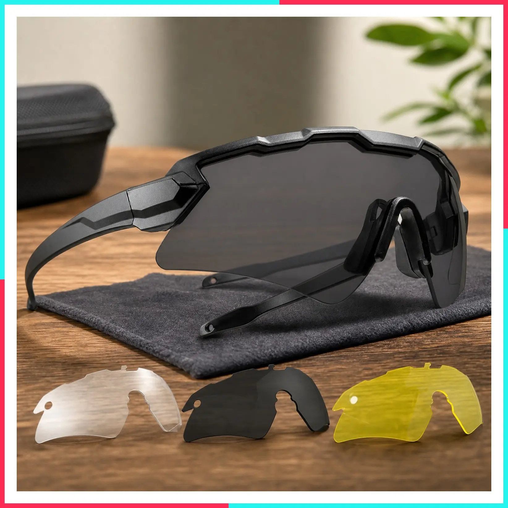 Tactical Shooting Glasses Anti Fog ANSI Z87.1 with 3 Lenses & Hard Case