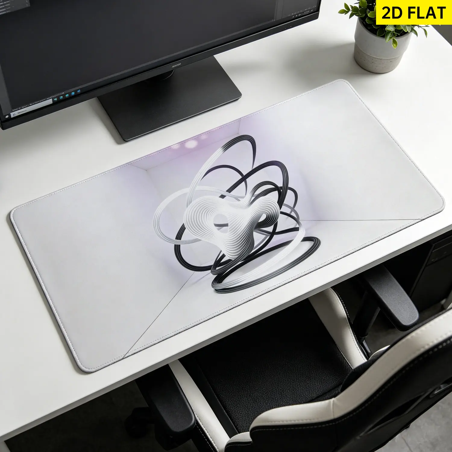Extra Large 3D abstract monochrome line art Mouse Pad,Non Slip Rubber Pad,Desktop Decoration Drotection Pad,Washable,Lock Edge Multi Size,Premium Multipurpose Mousepad For Office,Home,Gift for Family and Friends
